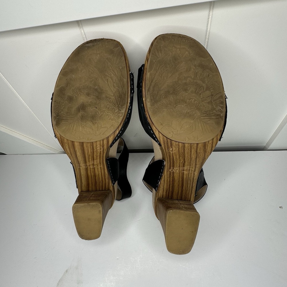 Dansko Anna Clogs Sandals Shoes Black Leather Buckle Strappy Heel Womens 41 10.5 - Picture 12 of 14